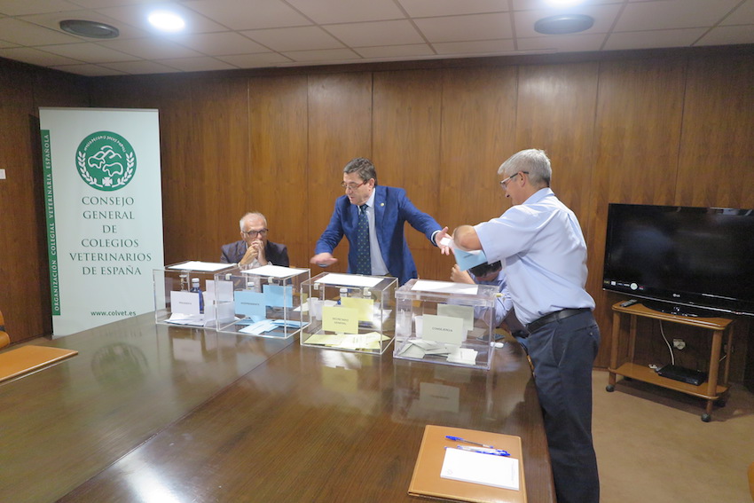 El representante del Colegio de Albacete emite su voto.