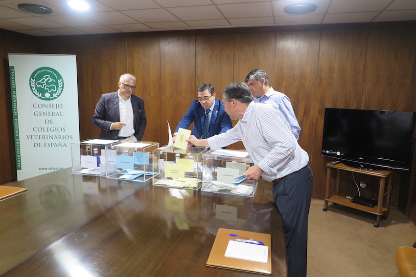 El presidente del Colegio de Burgos emite su voto.