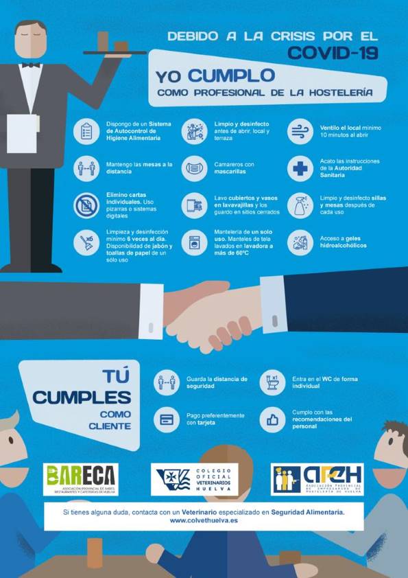 El Colegio de Huelva firma un acuerdo con los hosteleros en apoyo de las recomendaciones sanitarias y buenas prácticas en el sector