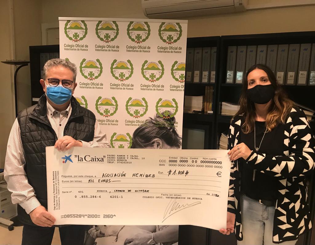 El Colegio de  Huesca concede el 0,7 % solidario a la Asociación de Hemiparesia Infantil HEMIWEB