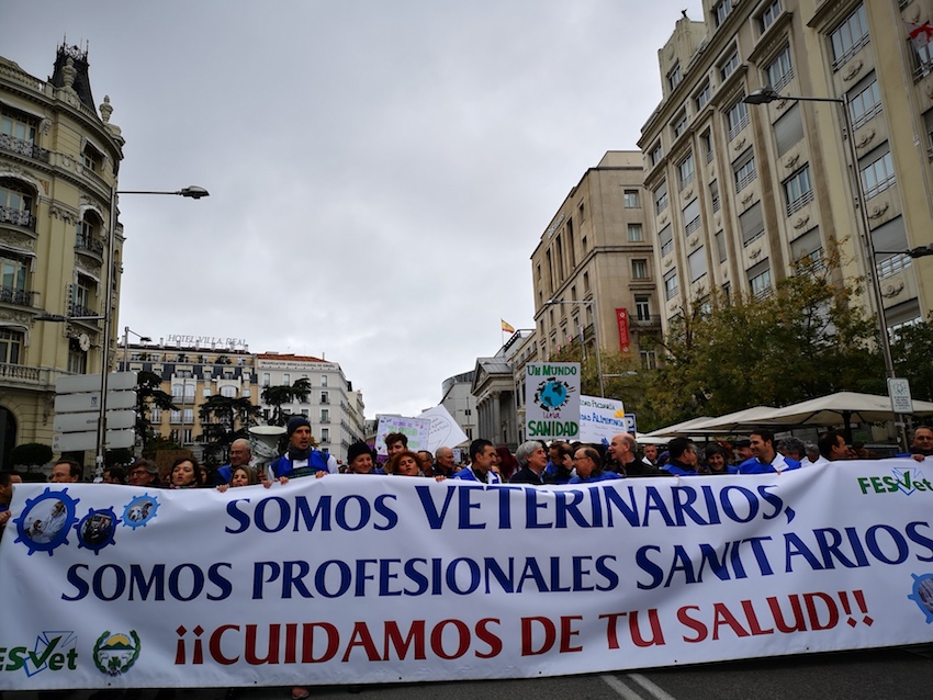 Mas de tres mil veterinarios de toda España se han manifestado este domingo en Madrid