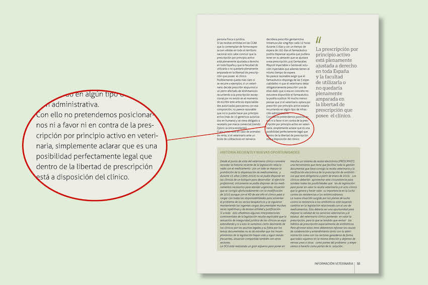 En la prescripción veterinaria no es válida la simple indicación de los principios activos