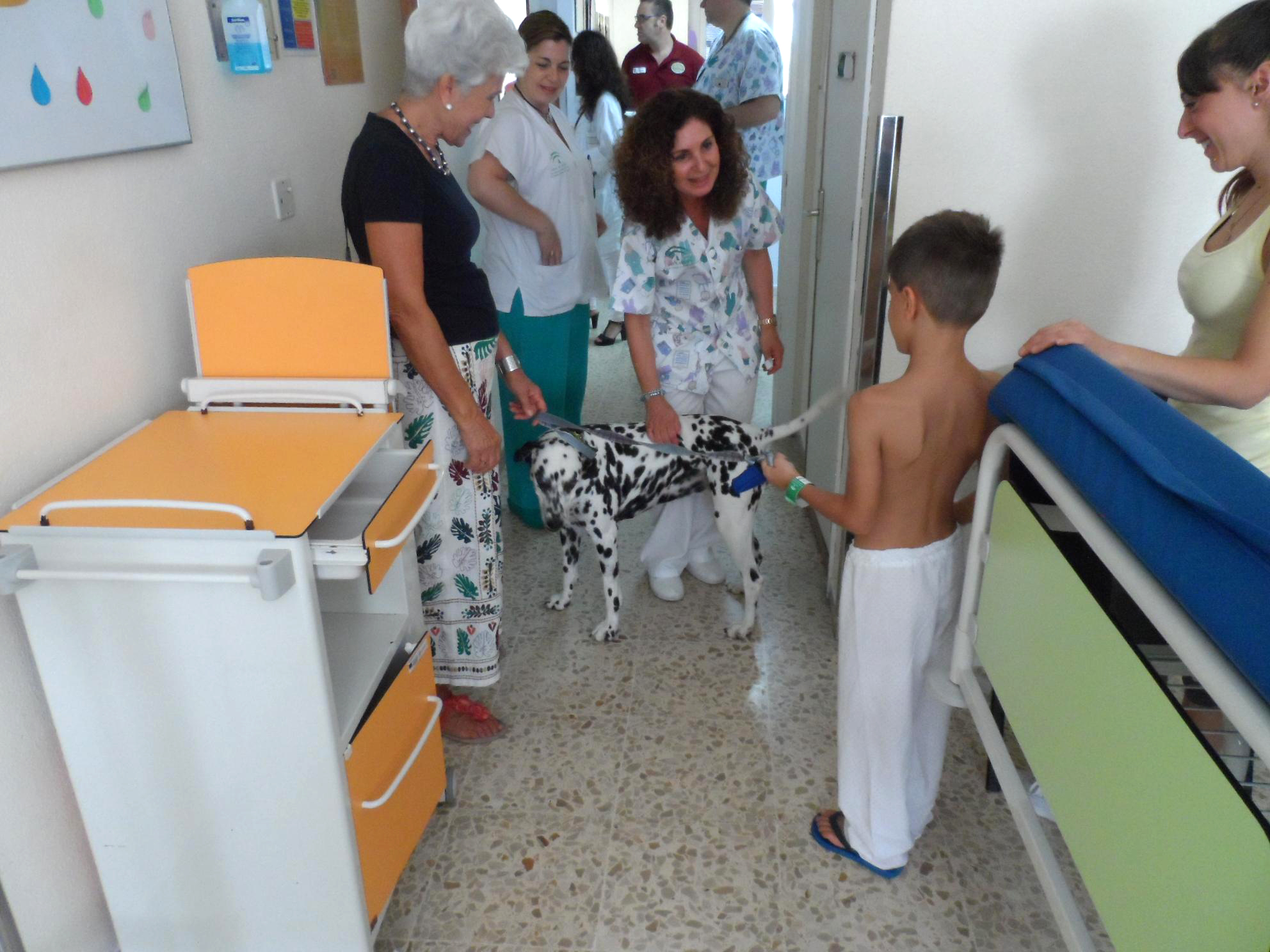 Menores ingresados en el Hospital Puerta del Mar reciben una visita canina 